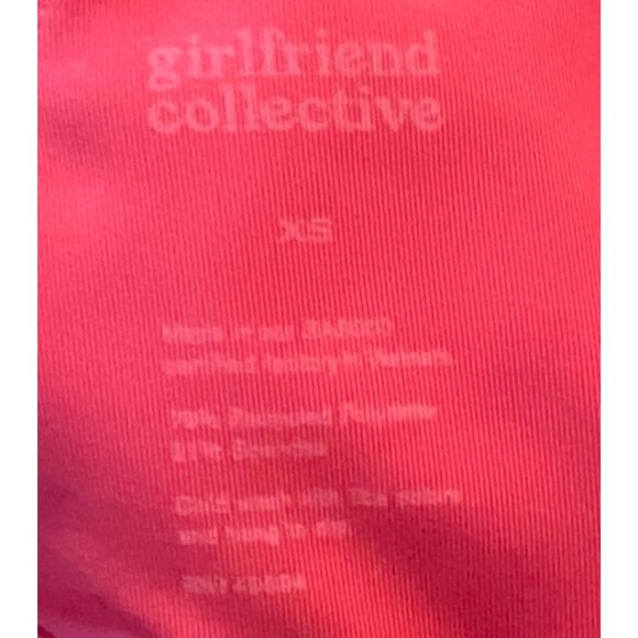 Girlfriend Collective Tommy Cropped XS Neon Pink Square-Neck  Sports Bra - Picture 3 of 3